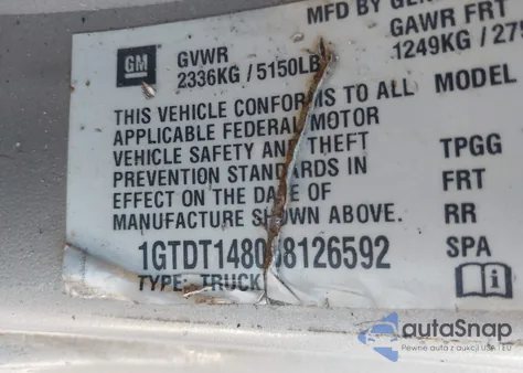 2005 GMC Canyon Sl z USA, uszkodzony, nr VIN 1GTDT148058126592